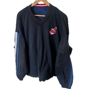 Vintage Cleveland Indians STARTER Pullover Reversible Jacket Chief Wahoo 90s XXL